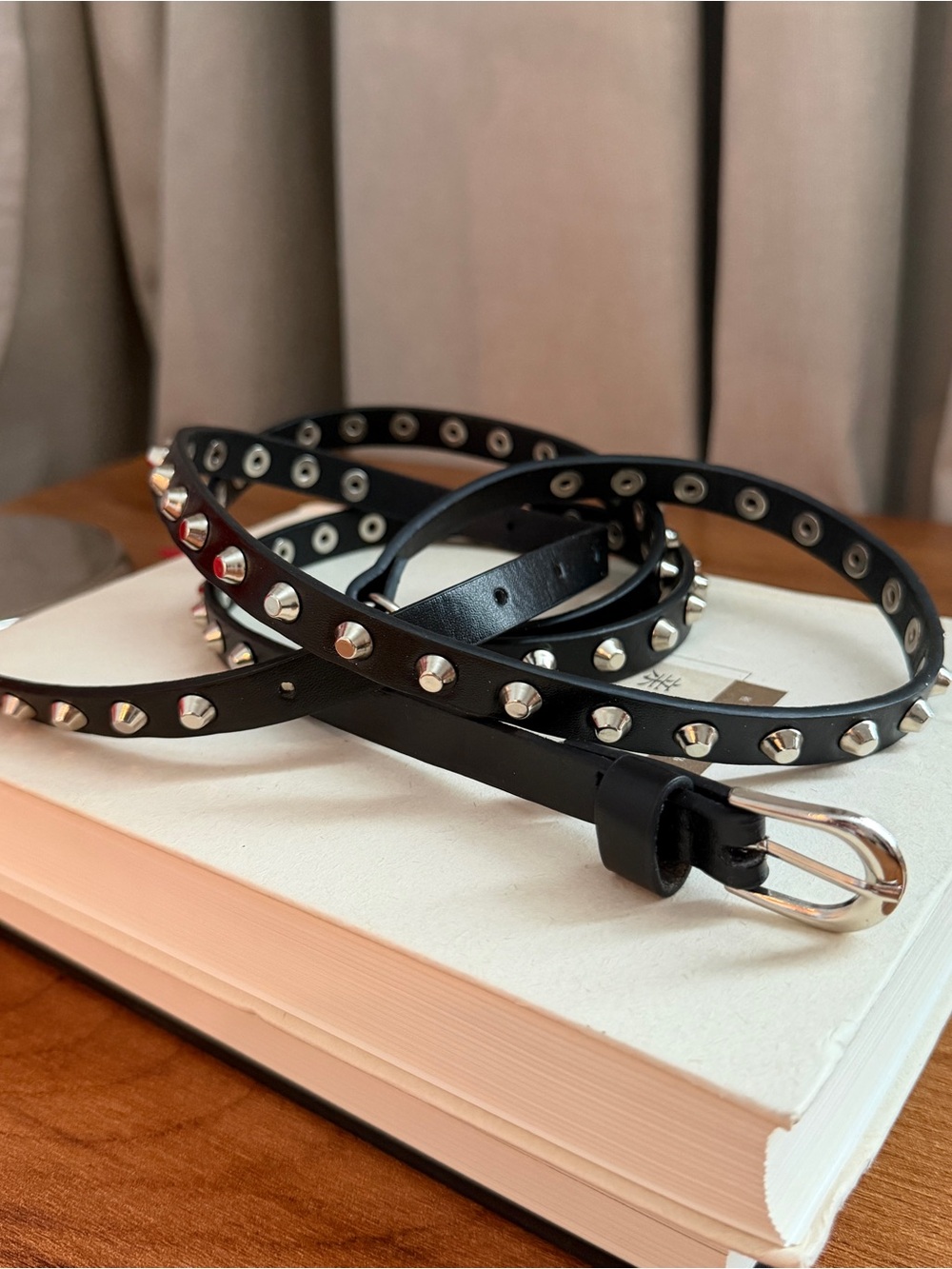 Studded Black Leather Waist Belt